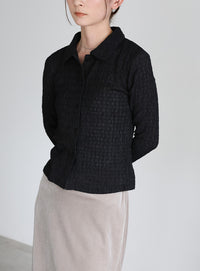 シャーリングポロカーディガン