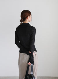 シャーリングポロカーディガン