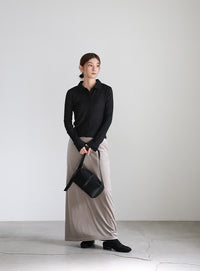 シャーリングポロカーディガン