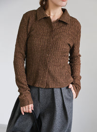 シャーリングポロカーディガン