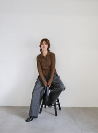 シャーリングポロカーディガン