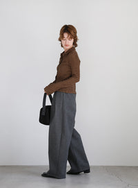 シャーリングポロカーディガン