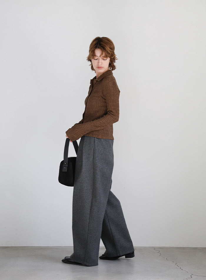 シャーリングポロカーディガン