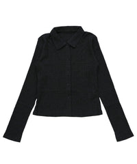 シャーリングポロカーディガン