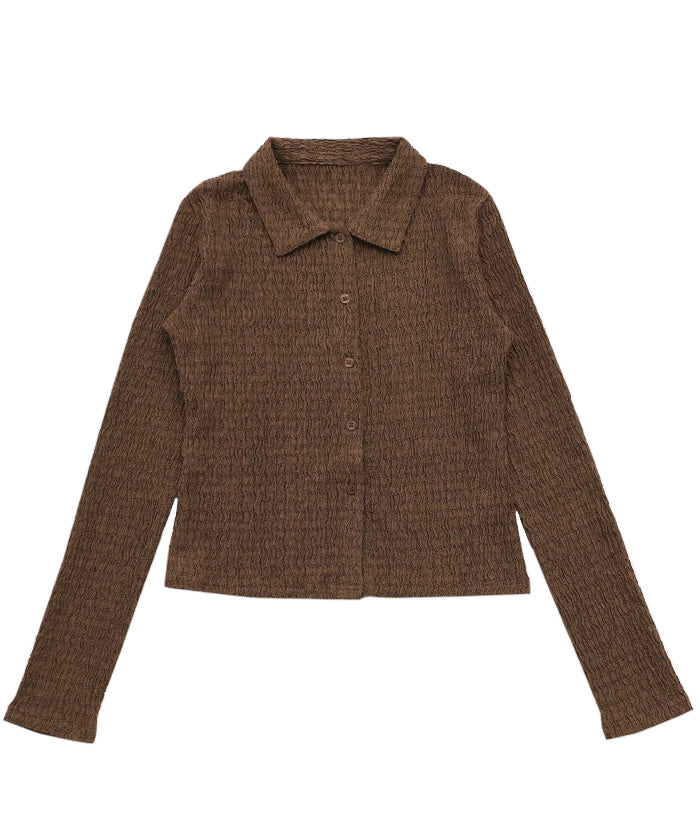 シャーリングポロカーディガン