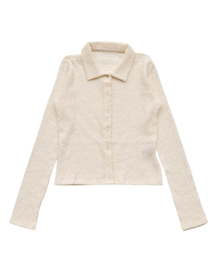 シャーリングポロカーディガン