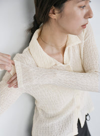 シャーリングポロカーディガン