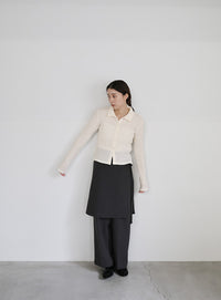 シャーリングポロカーディガン