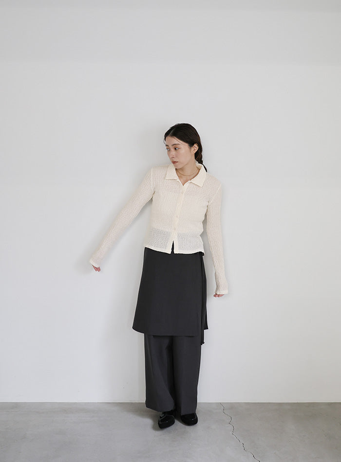 シャーリングポロカーディガン