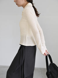 シャーリングポロカーディガン