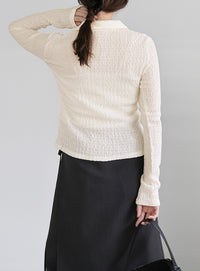 シャーリングポロカーディガン