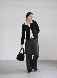 シャーリングポロカーディガン