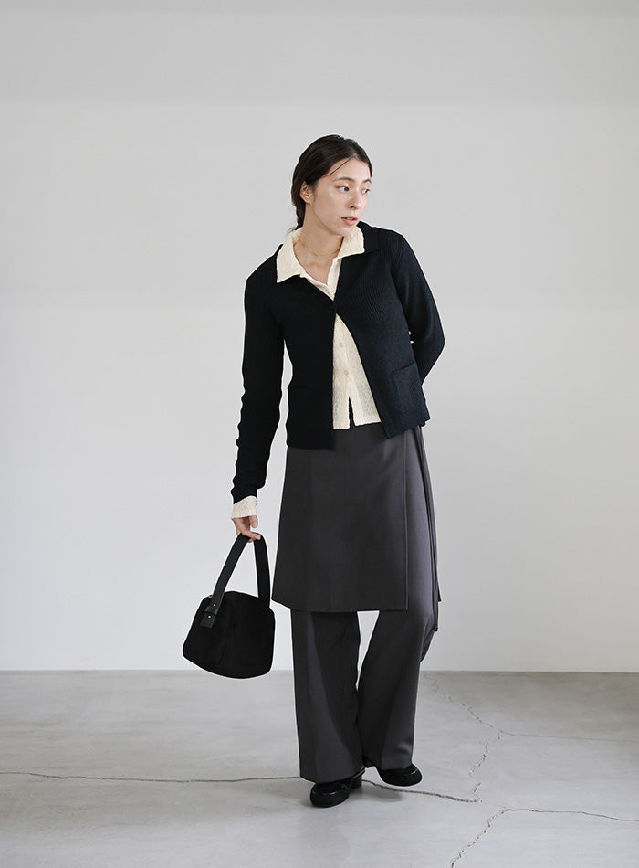 シャーリングポロカーディガン