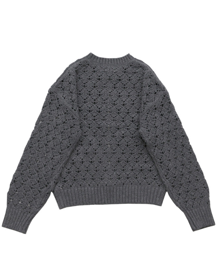 透かし編みジップカーディガン