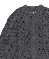 透かし編みジップカーディガン