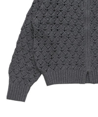 透かし編みジップカーディガン