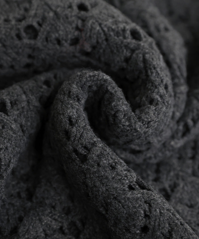 透かし編みジップカーディガン