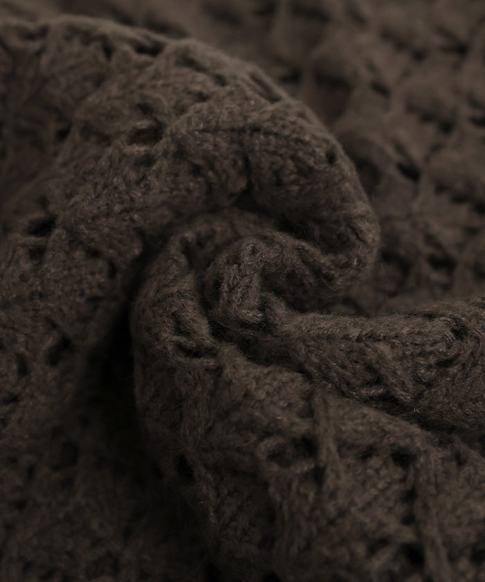 透かし編みジップカーディガン