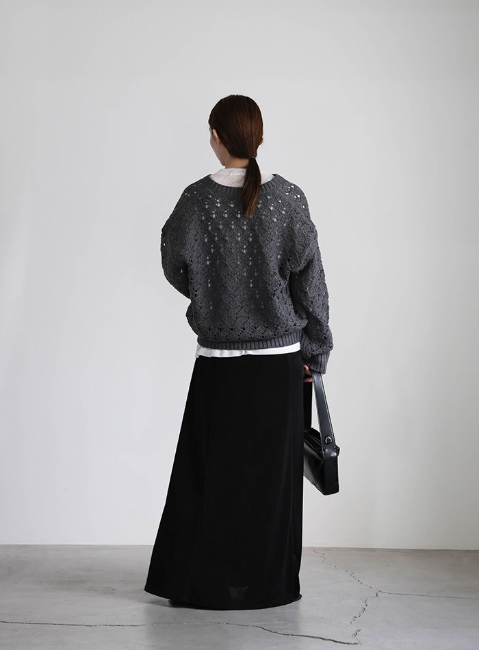 透かし編みジップカーディガン