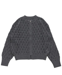 透かし編みジップカーディガン