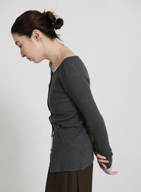 2WAYクルーネックリブシンプルカーディガン