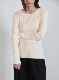 2WAYクルーネックリブシンプルカーディガン