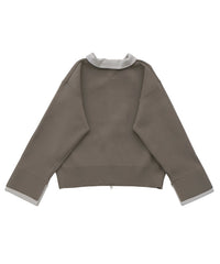 シャツカラードッキングダブルジップカーディガン