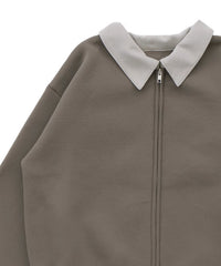 シャツカラードッキングダブルジップカーディガン