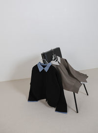 シャツカラードッキングダブルジップカーディガン