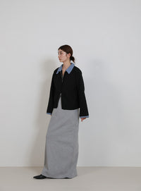 シャツカラードッキングダブルジップカーディガン