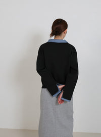 シャツカラードッキングダブルジップカーディガン