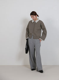 シャツカラードッキングダブルジップカーディガン