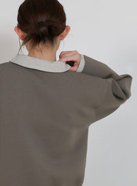 シャツカラードッキングダブルジップカーディガン