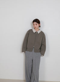 シャツカラードッキングダブルジップカーディガン