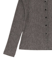 ボタンデザインポロメッシュカーディガン