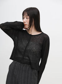 メランジカットソーショートカーディガン