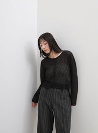 メランジカットソーショートカーディガン