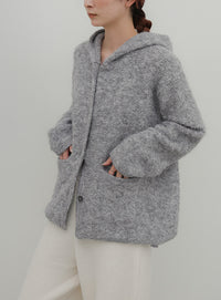 フーディーニットジャケットカーディガン