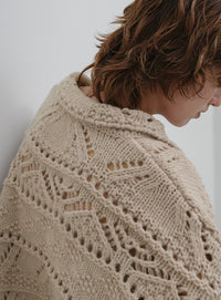 透かし編みジップニットカーディガン