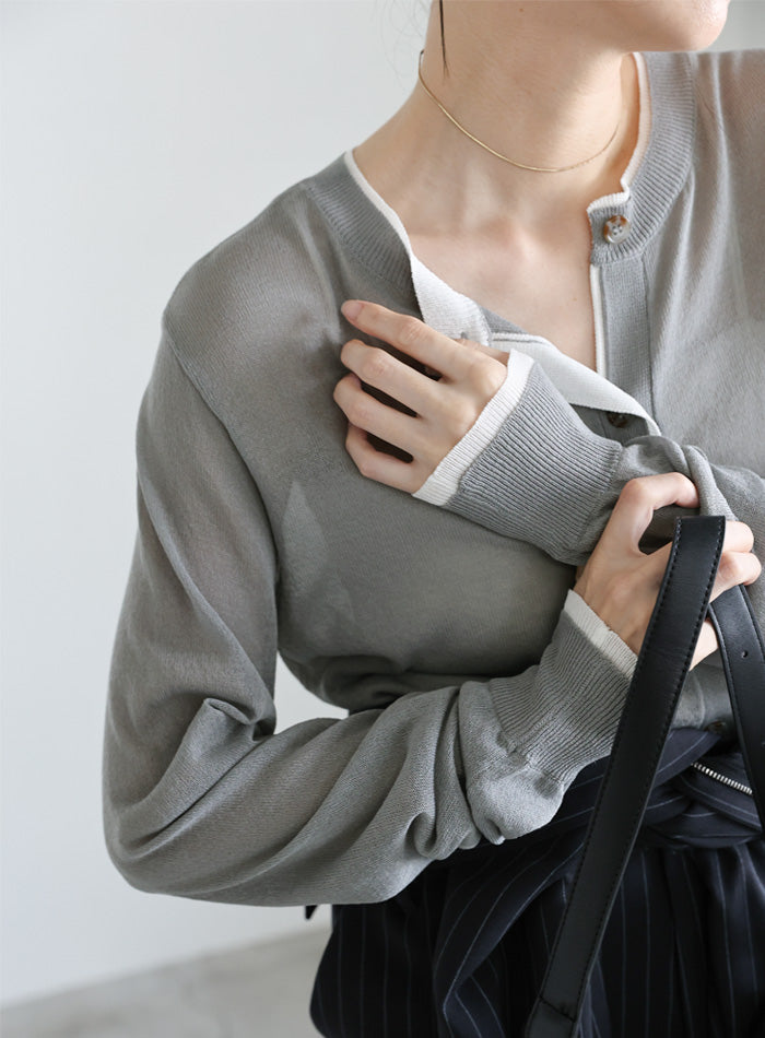 フェイクレイヤードシアーカーディガン – SELECT MOCA