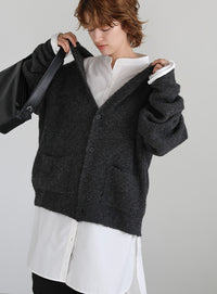 フーディーニットカーディガン