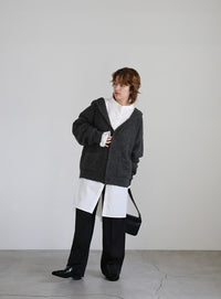 フーディーニットカーディガン