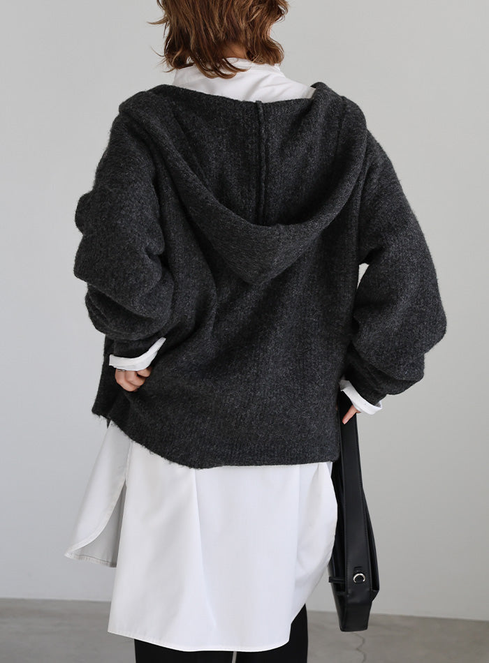 フーディーニットカーディガン