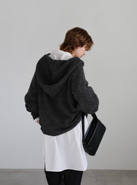 フーディーニットカーディガン