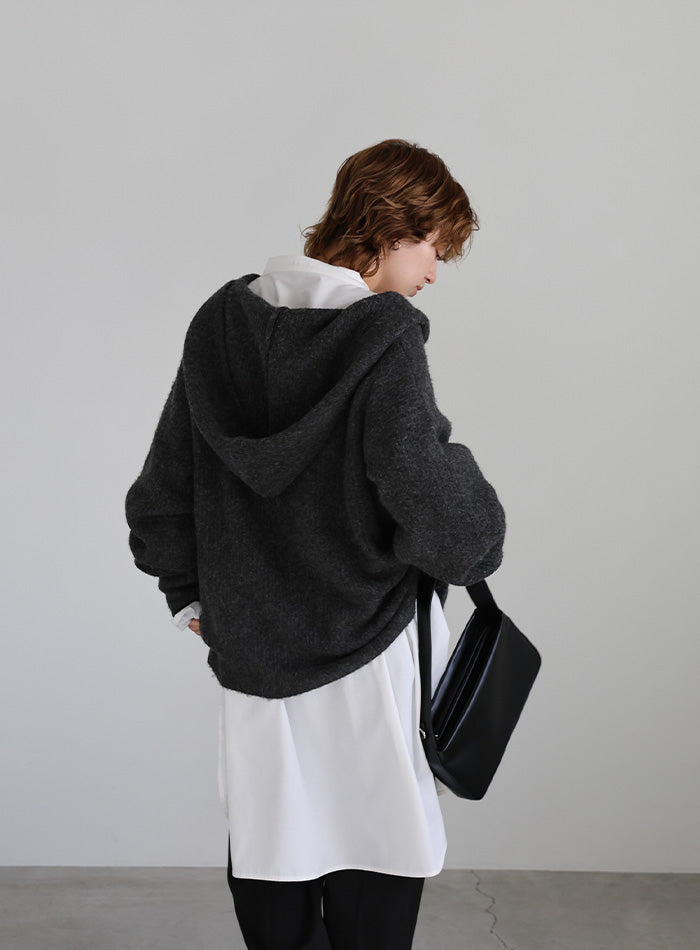 フーディーニットカーディガン