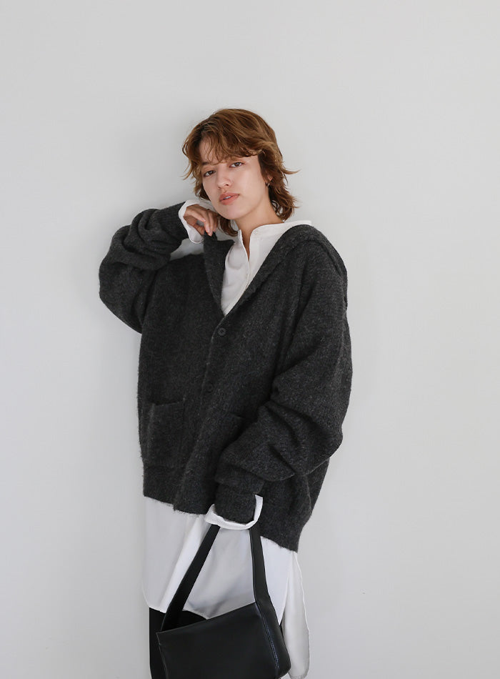 フーディーニットカーディガン