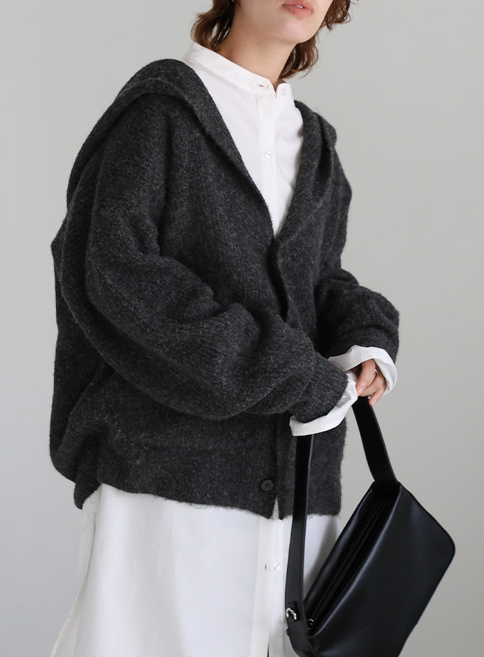 フーディーニットカーディガン