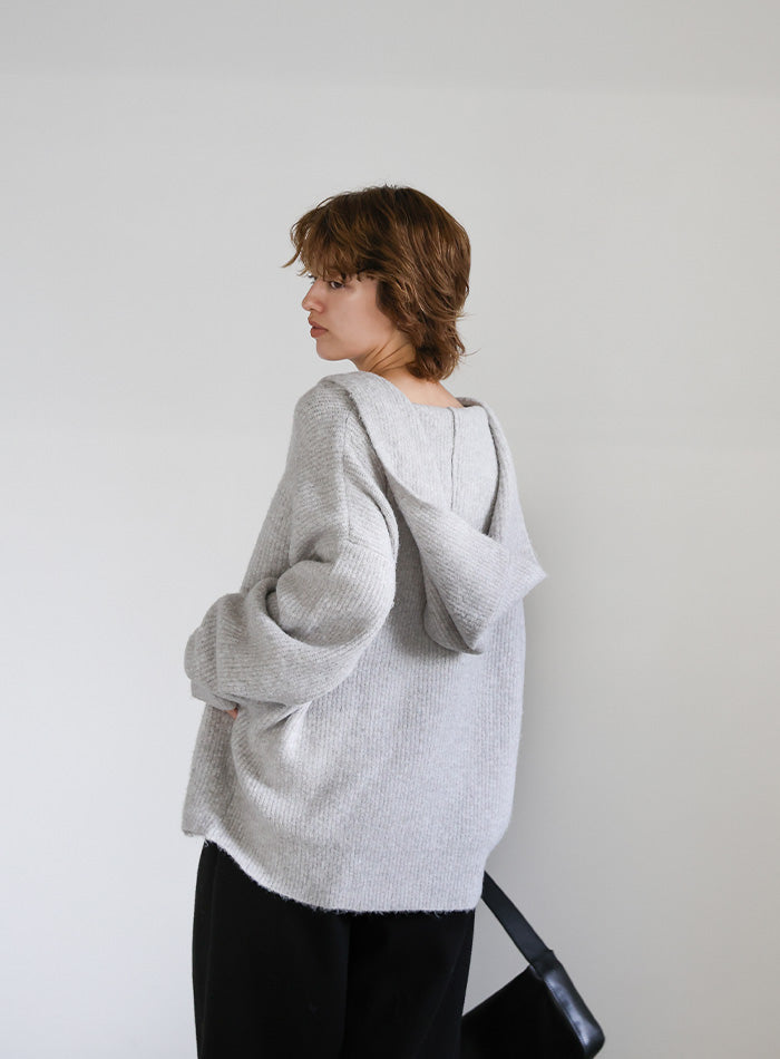 フーディーニットカーディガン