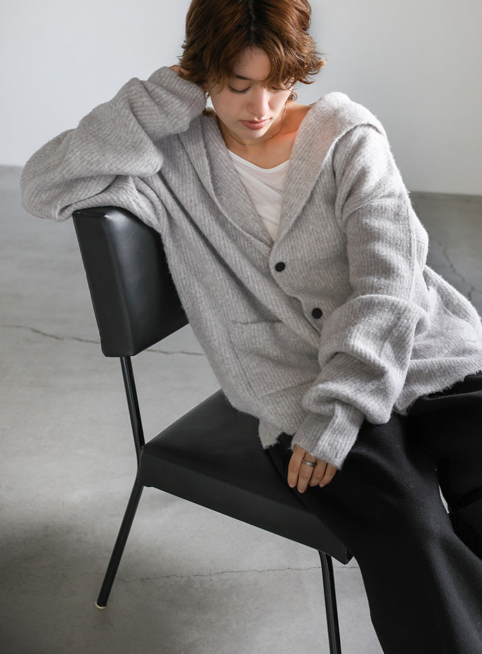 フーディーニットカーディガン