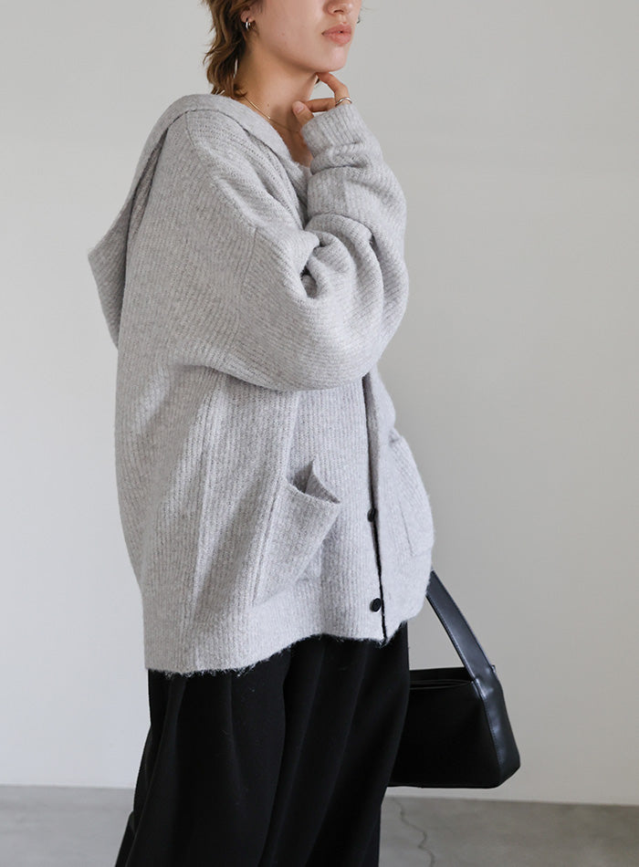 フーディーニットカーディガン
